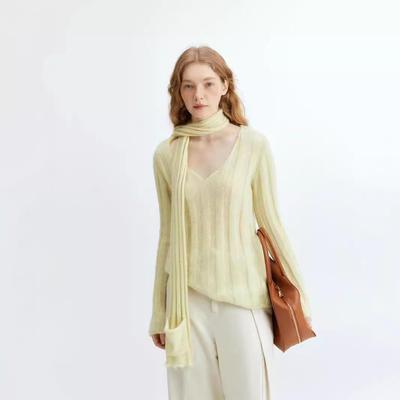 Striped knitted sweater scarf two-piece set all-match slim