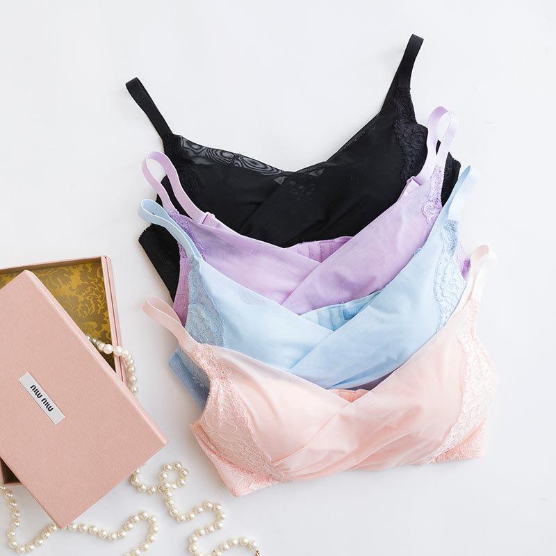 bra no silk steel push-up type adjustment lace mulberry