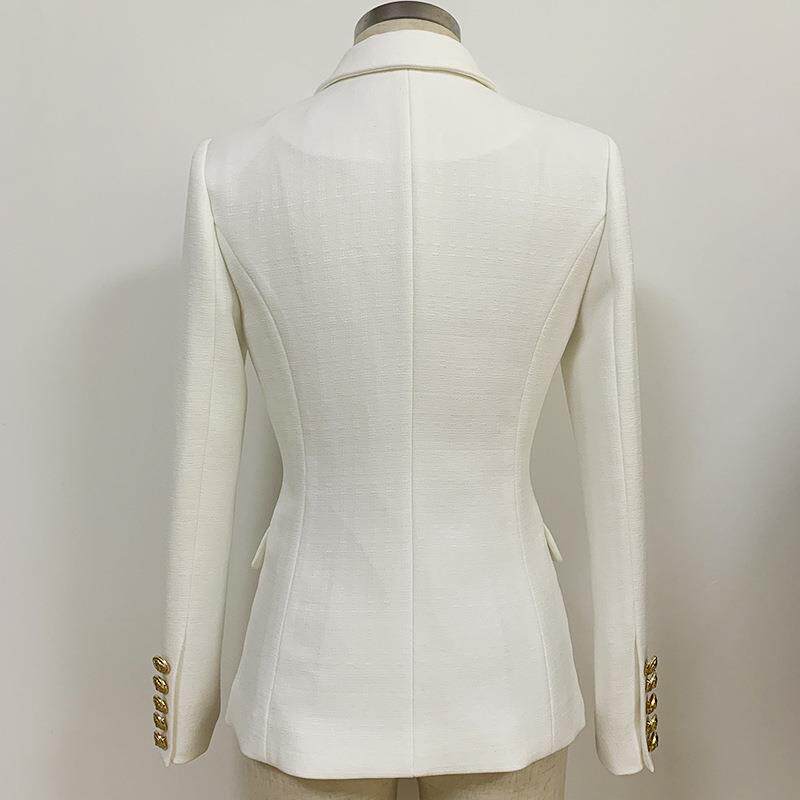 linen fit slim double-breasted button lion metal jacket