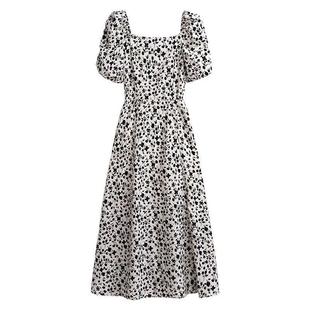 long break black Tea floral dress waist womens