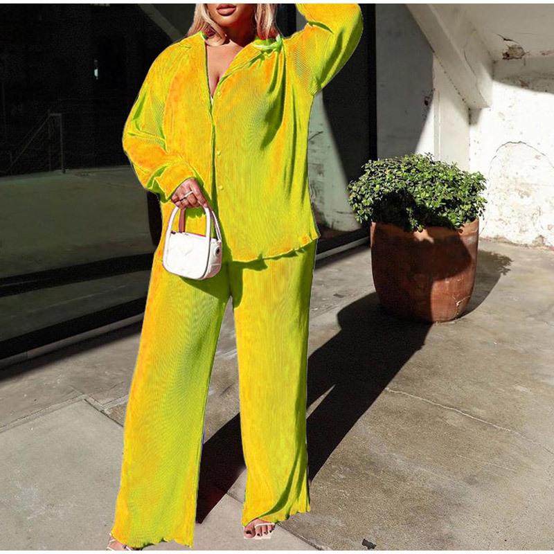 spring pleated women long shirt loose wide-leg pants female