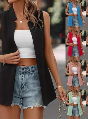 blazer woman spring fashion notched collar long casual