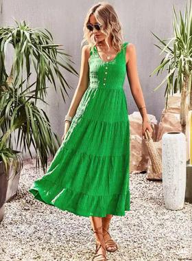 femininas roupas fashion sundress soild beach dresses loose