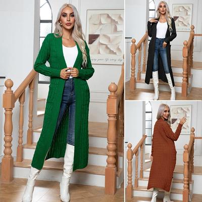 Women's Twisted Pocket Long Knit Cardigan Sweater