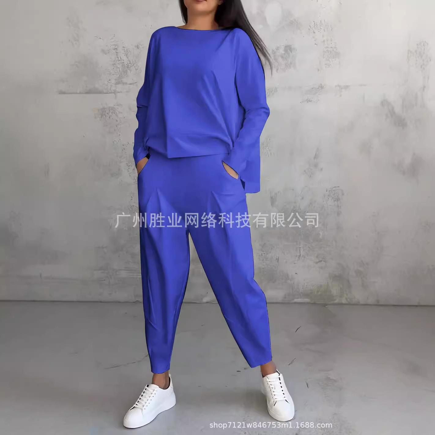 Womens irregular long-sleeved sweatshirt and harem pants