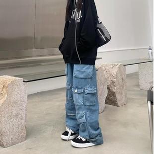 washed all-match jeans light-colored simple zipper Womens