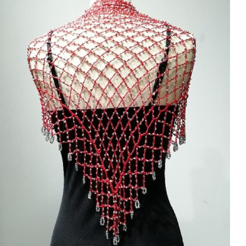 flower triangle scale shawl outer dress hook fishnet silk