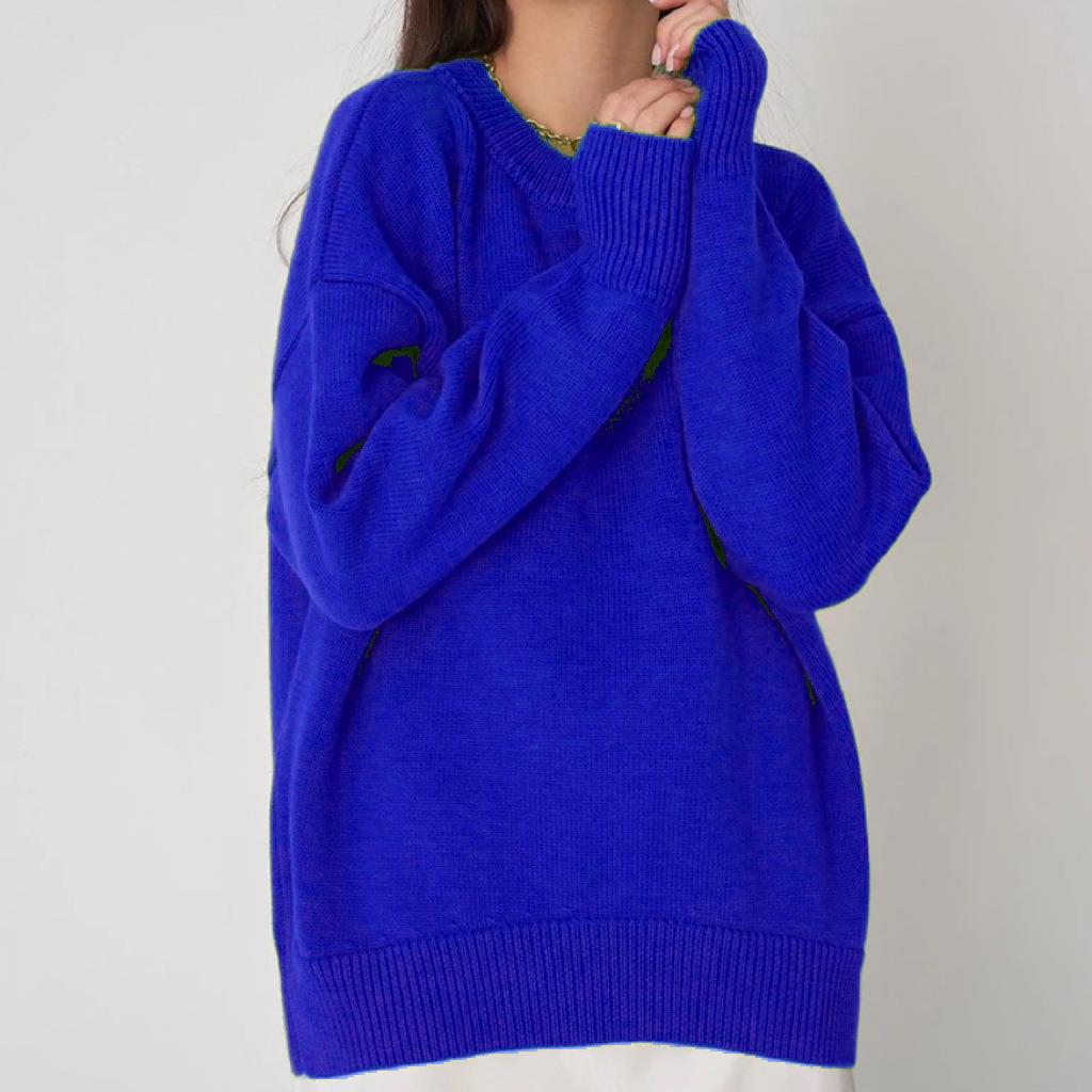 sweater double layer neck loose round Womens womens sweater