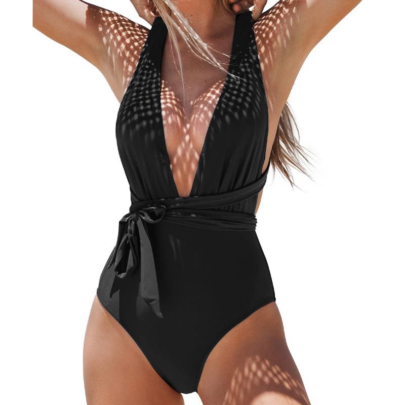 Womens halter neck lace-up bodysuit sexy backless beach