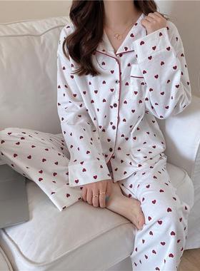 Sanded Clothes Love Women Heart Set Sleeve House Pajamas