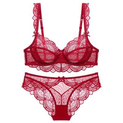 Lace underwear panties womens suit a complete set of red