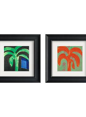 红棕榈树中古风挂画美式简约抽象艺术装饰画客厅卧室书房墙壁挂画