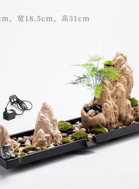 正品古新中式鱼池假造陶景水景循环流水都器摆件石槽鱼缸吸山水瓷