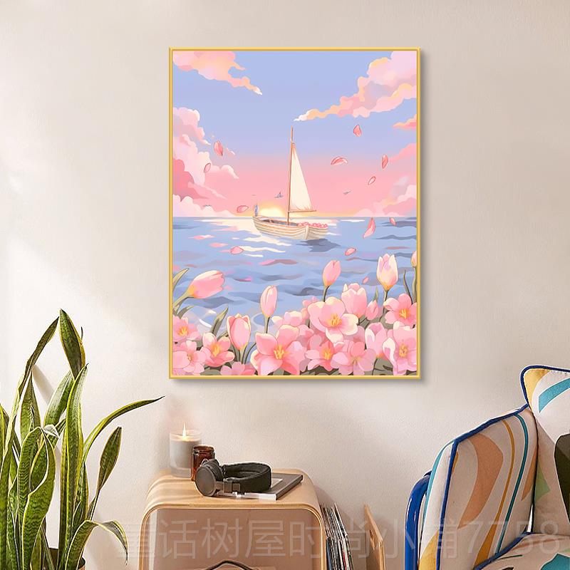 正品治系客厅装饰画小清愈卧新视花卉电背景墙摆画室床头挂画餐厅图片