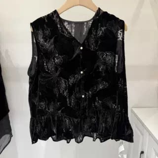 2026夏款丝绒印花无袖上衣