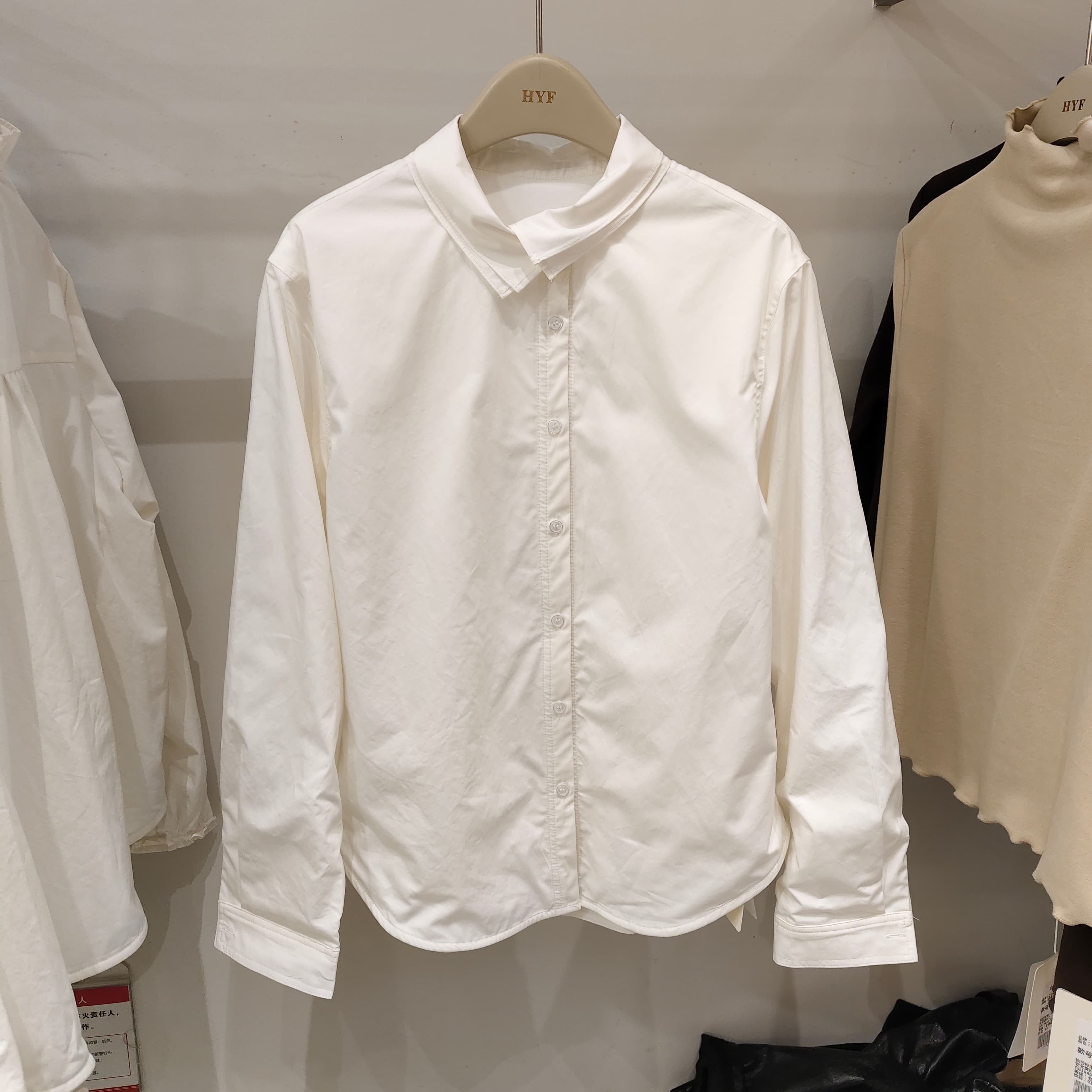 简约百搭翻领加绒长袖衬衫女