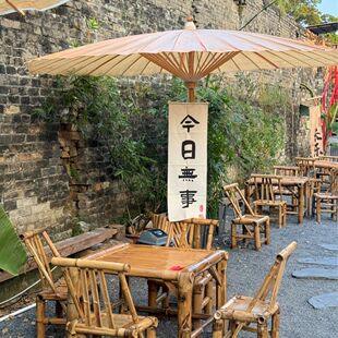 复古庭院竹桌椅组合竹椅子老式竹桌子户外方桌茶桌茶几竹制品家具