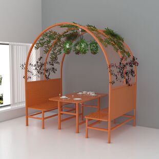 网红户外桌椅组合一体烧烤店奶门口公园庭院卡座泡茶桌椅最新款