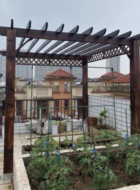 户外防腐碳化实木凉亭木屋葡萄架室外庭院爬藤廊架阳台木亭子定制