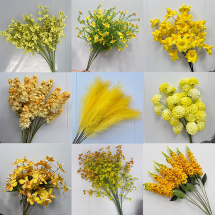婚庆仿真花黄色假花舞台路引花订婚礼布置地排花家居装饰假花摆件