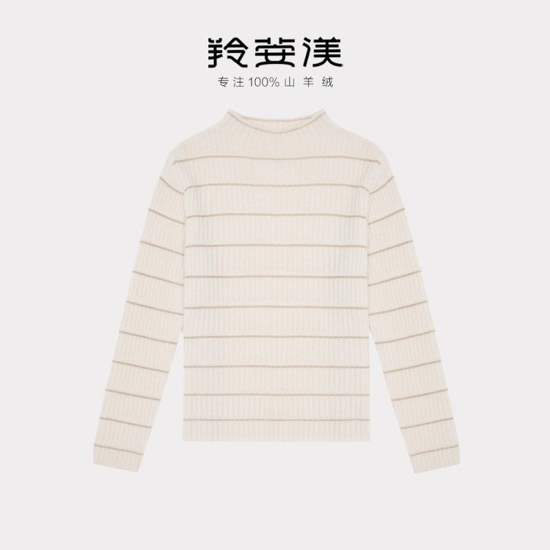 溢出的温柔~嵌金丝 中高领羊绒衫女纯羊绒毛衣套头打底衫秋冬简约,女装/女士精品,羊绒衫,淘宝优惠券,粉丝福利购,淘宝优惠卷