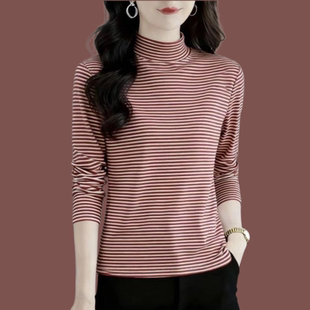 半高领德绒打底衫女内搭秋冬季加绒加厚2026新款咖色保暖洋气长袖