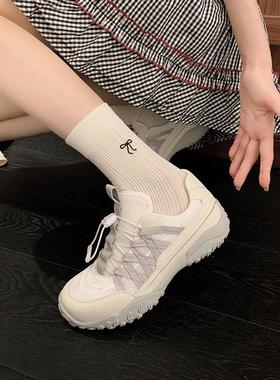 KIKIBEST芭蕾风户外休闲运动德训鞋女2024夏季新款网面透气小白鞋