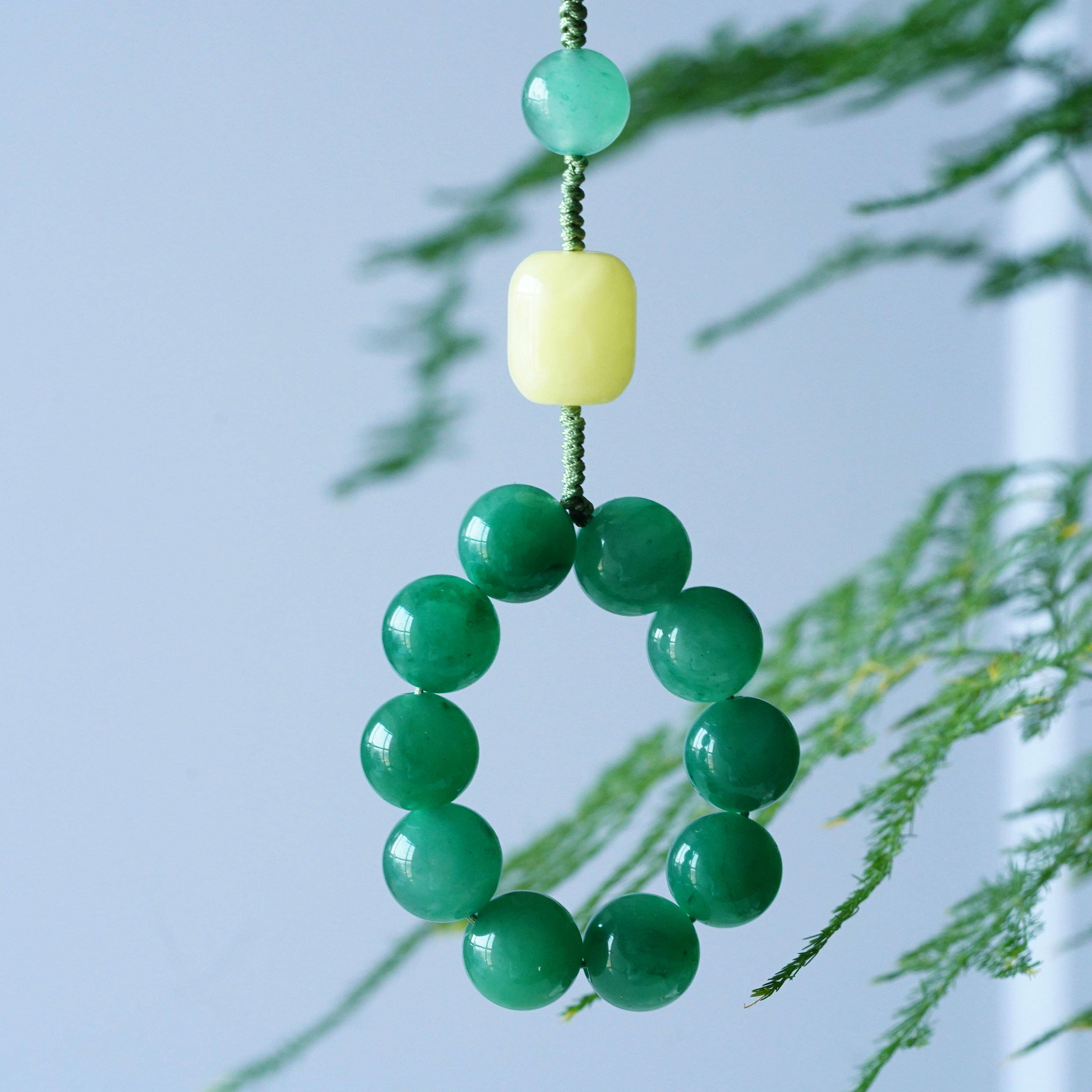 22号冰飘花独龙玉珠串设计款满色手机挂件情侣款百搭款手串送朋友