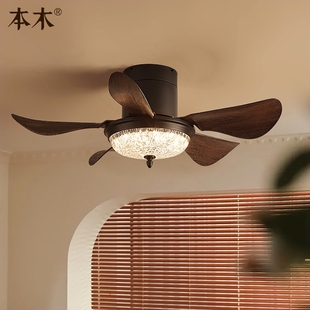 复楼层一体吸顶风扇带灯具古家用低 中古风扇灯吊扇灯卧室餐厅美式