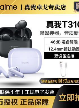 realme真我Buds T310蓝牙无线耳机46dB混合降噪超长续航真我 T310