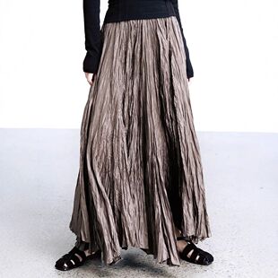 waisted large pleate with swing skirt 高腰褶皱大摆半身裙High