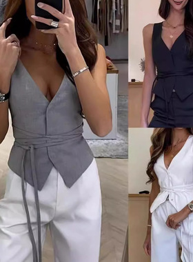 Solid color loose casual vest for women女士纯色宽松休闲背心