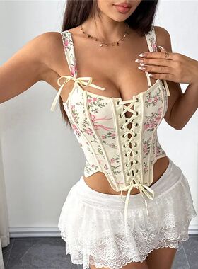 女士印花交叉系绳鱼骨吊带  Printed cross tied fishbone sling