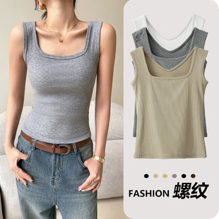 Knitted Women螺纹针织无袖 Sleeveless for 背心女 Vest Threaded
