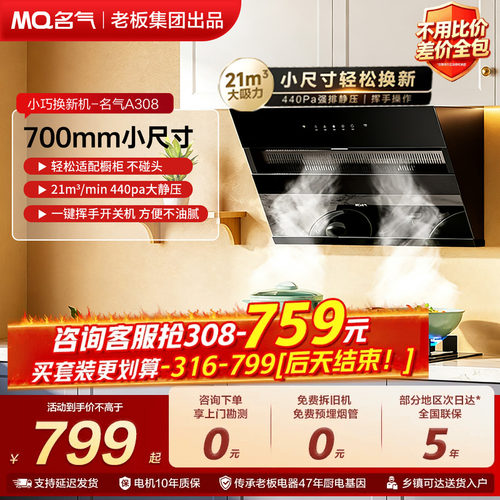 名气小尺寸抽油烟机A308老板出品