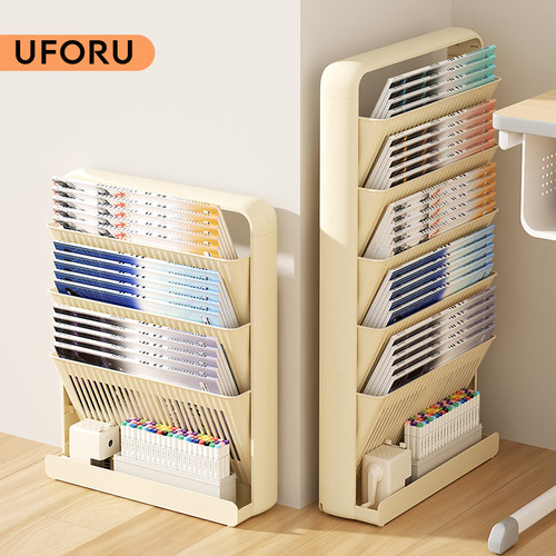 uforu奶油风夹缝落地书架