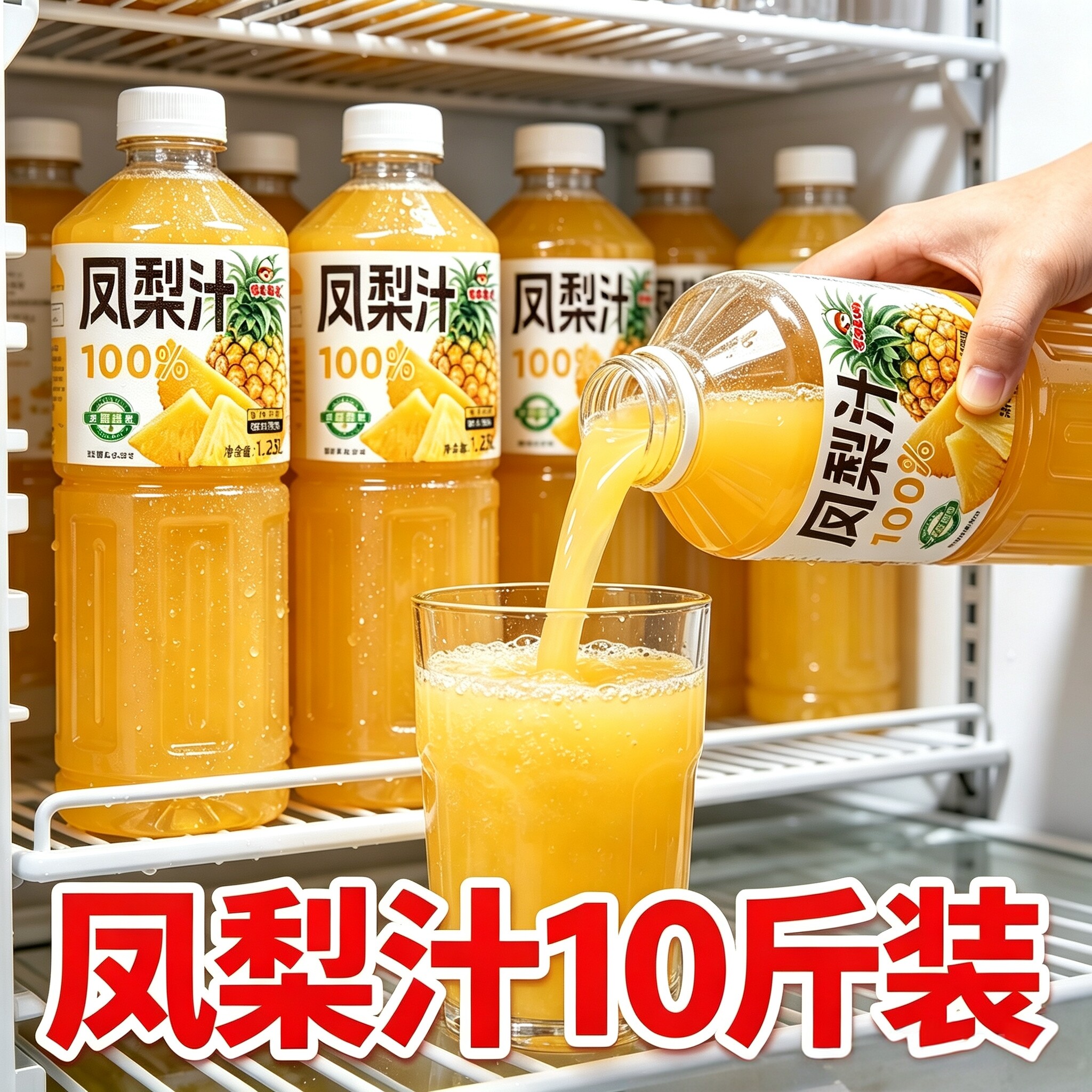 【100%凤梨汁】1.25L*4大瓶10斤装饮料无添加解腻酸甜VC果汁新鲜