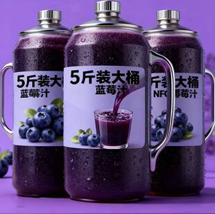 【到手5斤】100%蓝莓汁NFC新鲜饮品大瓶1.25L整箱特价新日期饮料
