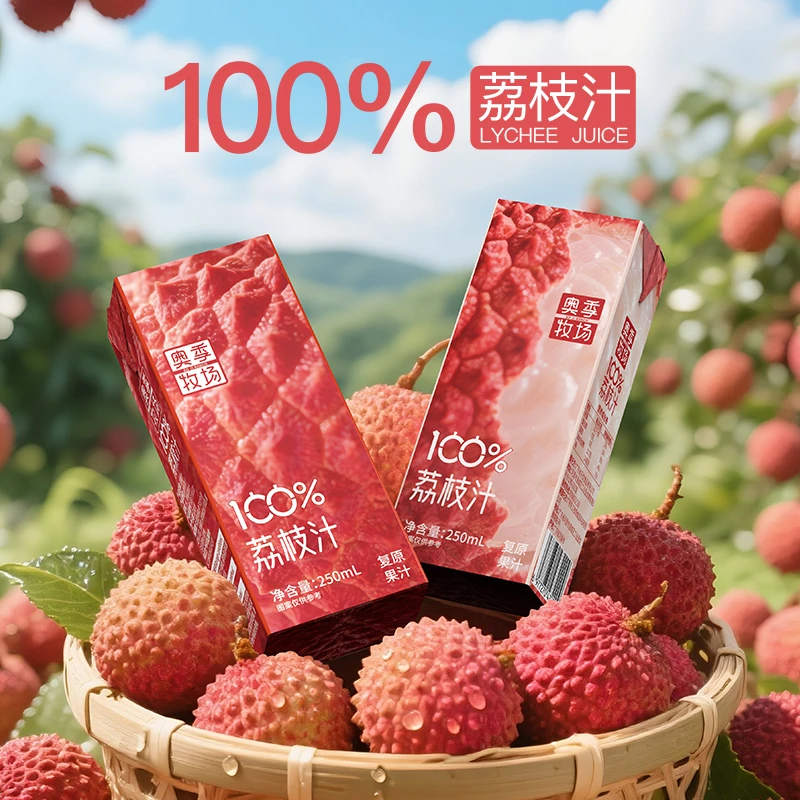 【到手一整箱】荔枝汁100%无添加剂果汁清爽解腻天然果味饮料