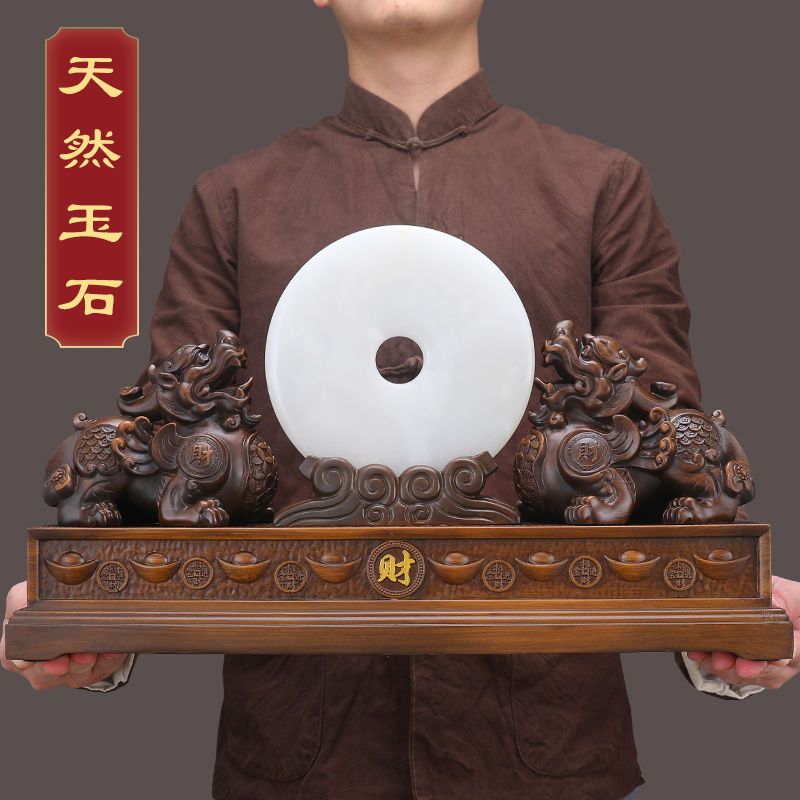 貔貅招财摆件一对貔貅玉石平安扣聚财阵客厅门口玄关办公室装饰品