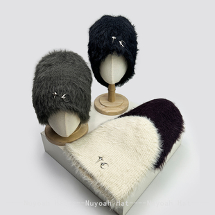 秋冬新款暗黑风金属星星月亮毛绒针织帽子男女保暖个性冷帽套头帽