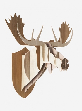 法国Moustache Roedeer/Deer/Moose trophy 木板驼鹿墙壁挂饰6种