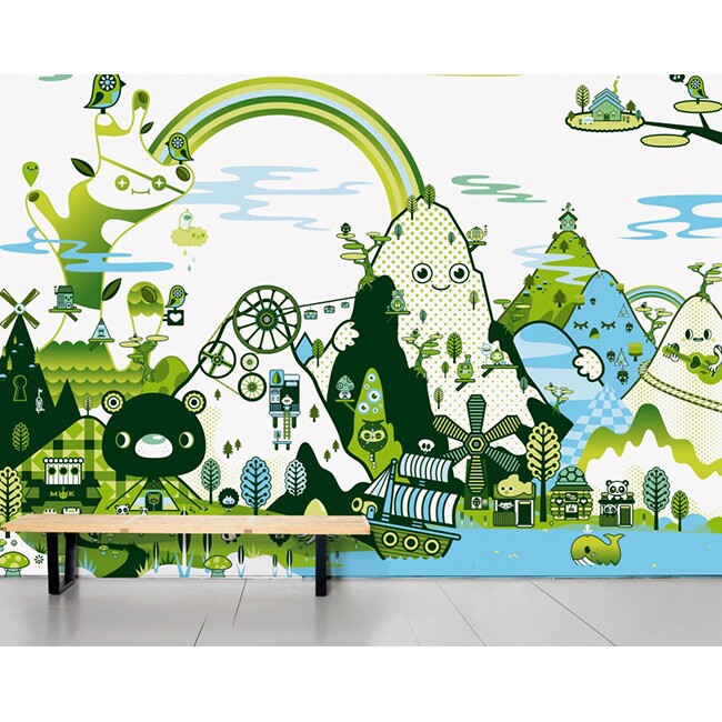 法国Moustache Banoffe peaks spring 可爱城市萌系墙纸壁纸进口