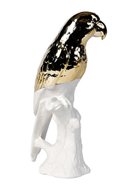 荷兰Pols Potten Perroquet Decoration 金色白瓷鹦鹉
