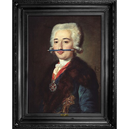 英国Mineheart 'The Blue Pencil' Canvas 肖像和铅笔 装饰画