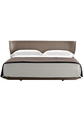 意大利进口正版 B&B Italia 意式极简Alys马鞍皮主卧双人床