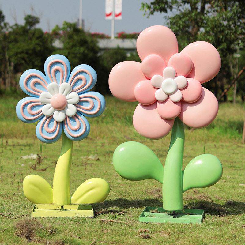 卡通爱心热气球花朵户外玻璃钢雕塑园林景观花园庭院装饰小品