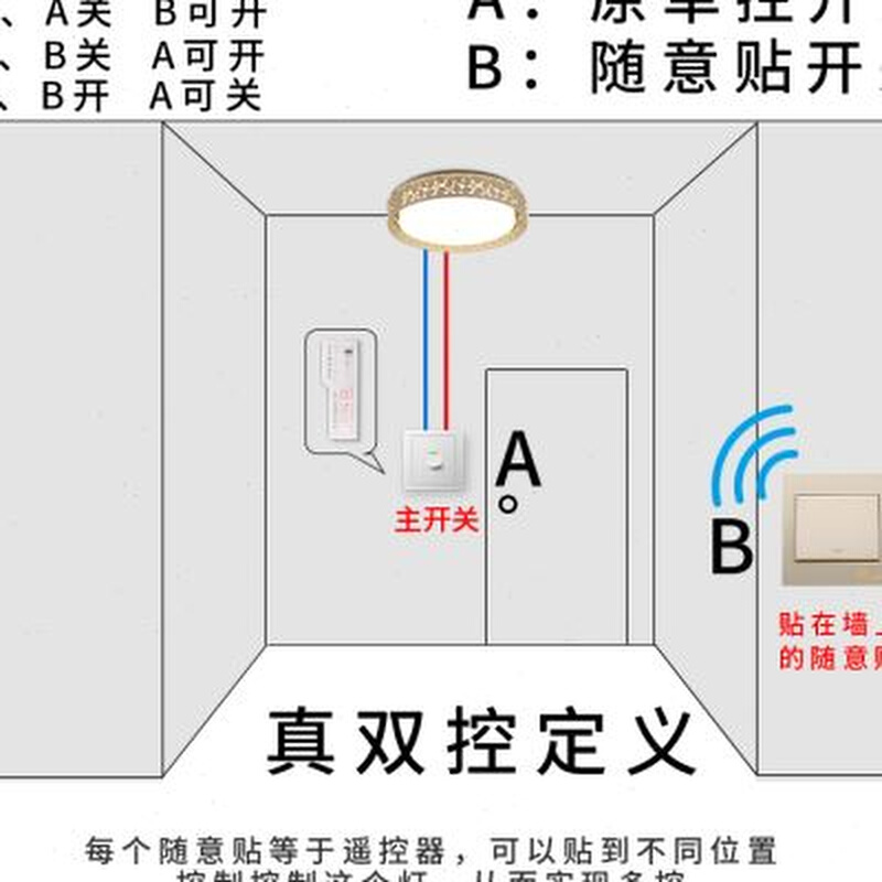 现货免布线双切遥控开关灯智能无线遥控开关射频模块单火线单控改