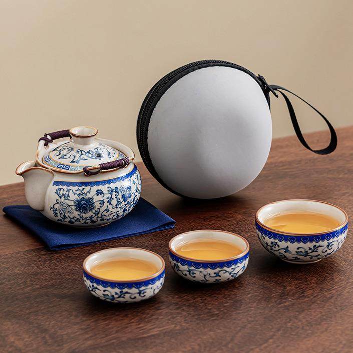 米黄汝窑青花快客杯便携式旅行茶具套装一壶三杯户外露营喝茶装备,洗护清洁剂/卫生巾/纸/香薰,商用空气治理/芳香用品,淘宝优惠券,粉丝福利购,淘宝优惠卷