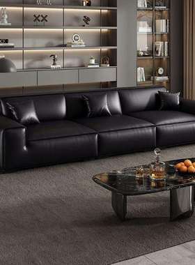 大黑牛沙发意式简约现代客厅真皮豆腐块直排乳胶休息沙发公寓出租